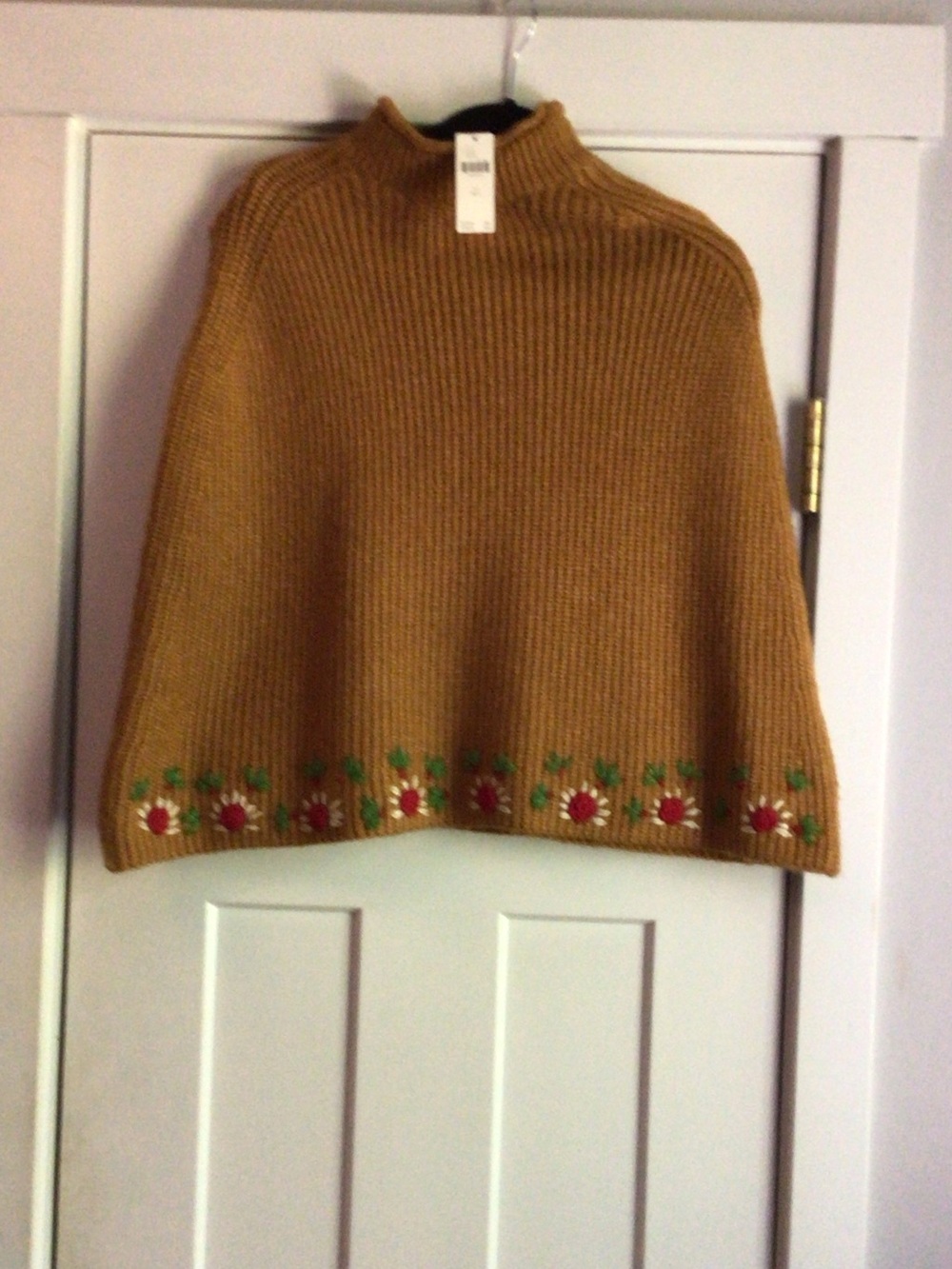 NWT Wool-Blend Mustard Floral Hem Sweater shawl - Women